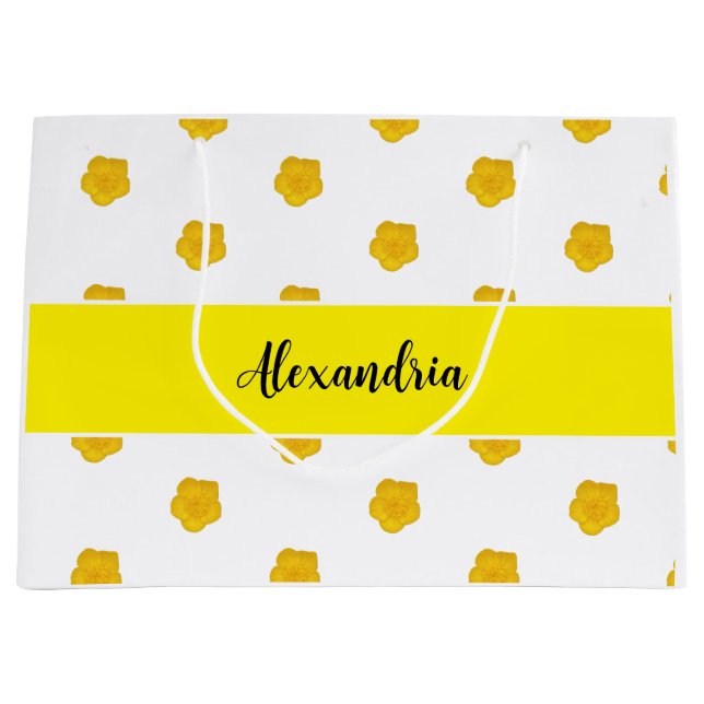 Sac Cadeau à Monogramme Fleur Sauvage Jaune Doré (Devant)