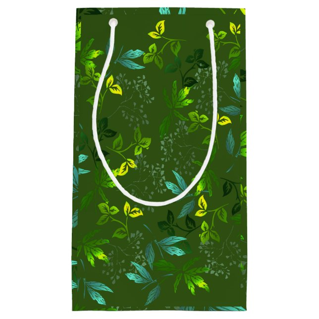Sac cadeau à motif de feuilles vertes (Devant)