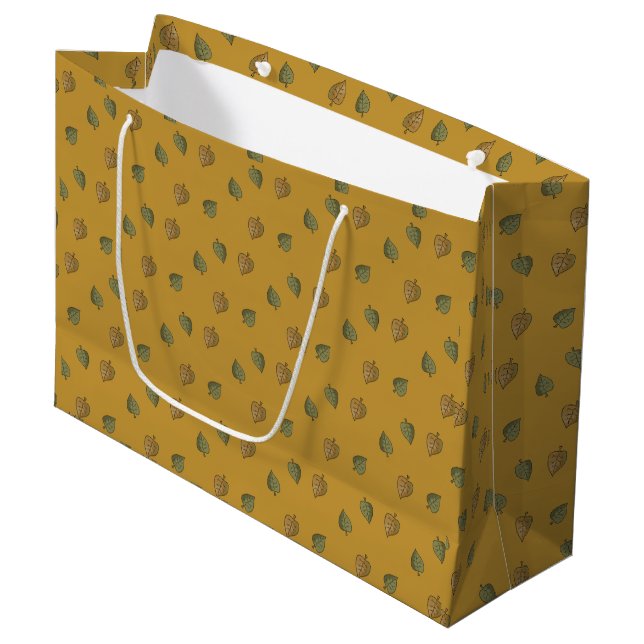 Sac cadeau à motif feuille jaune (Devant Angle)