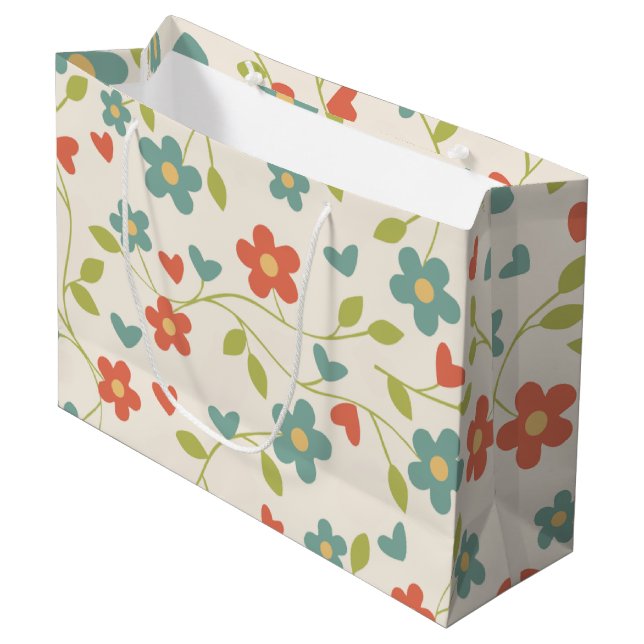 Sac cadeau à motif floral (Devant Angle)