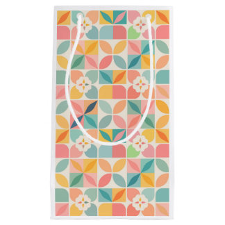 Sac cadeau à motif floral géométrique coloré