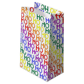 Sac cadeau à motif Ho Ho Ho arc-en-ciel