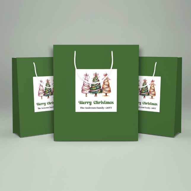 Sac cadeau à motif léopard d'arbre de Noël fantais (Whimsical Christmas Tree Leopard Print Gift Bag Custom)