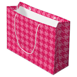 Sac Cadeau à Motif Pied de Poule Rose Clair