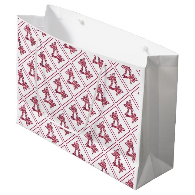Sac cadeau à motifs floraux rouges (Devant Angle)
