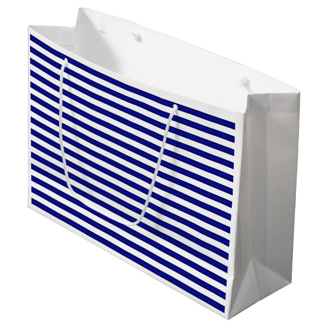 Sac cadeau à rayures bleu et blanc (Devant Angle)