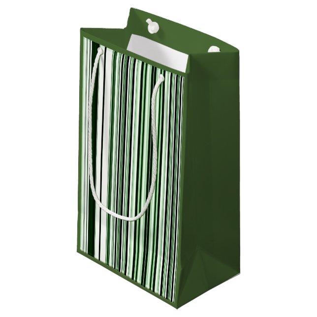 Sac cadeau à rayures verticales vertes (Devant Angle)