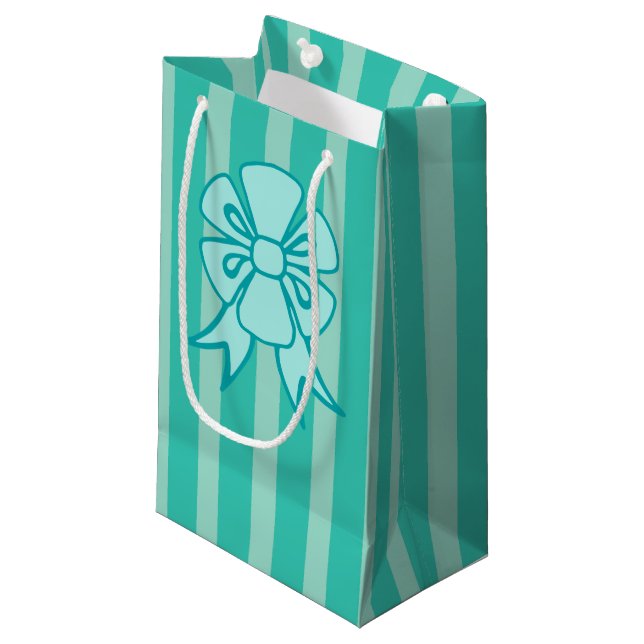 Sac cadeau à ruban aqua pour les fêtes rétro (Devant Angle)