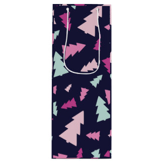 Sac cadeau à vin de la Forêt Festive de minuit