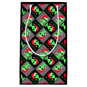 Sac Cadeau Alien amusant Père Noël Geek Petit Motif de Noël