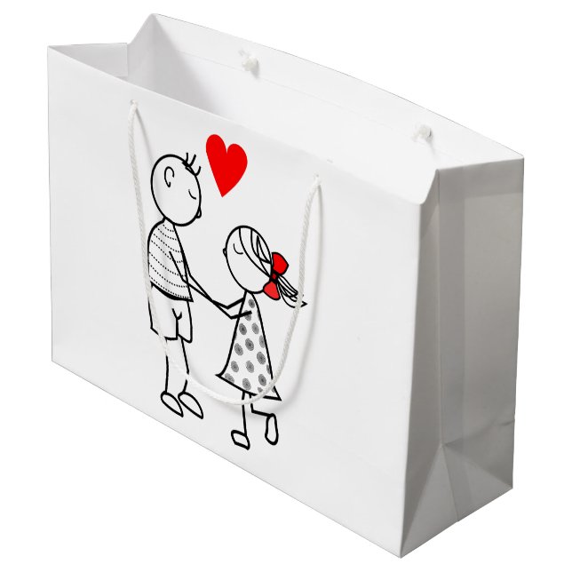 Sac Cadeau Amour Couple Mignon - Personnalisable (Dos Angle)
