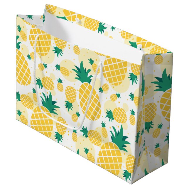 Sac cadeau ananas - Grand, brillant (Devant Angle)