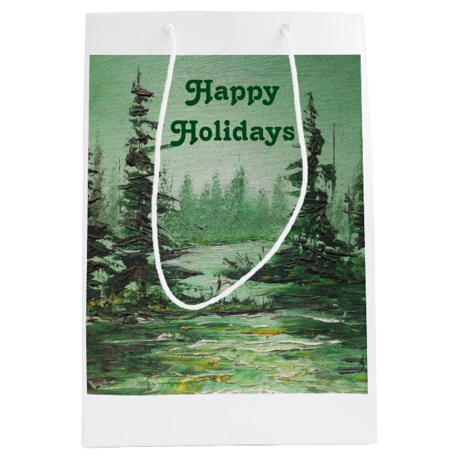 Sac cadeau Ann Hayes peinture à l'huile Forêt vert (Devant)