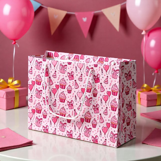 Sac Cadeau Anniversaire Cupcakes Roses (Créateur téléchargé)