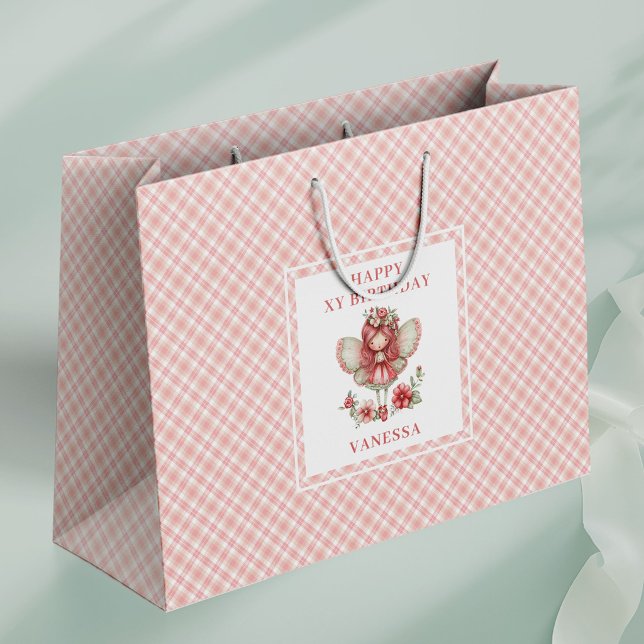 Sac Cadeau Anniversaire Fleur Rose Fée Colorée (Colorful Fairy Girl Blush Floral Birthday Gift Bags

)
