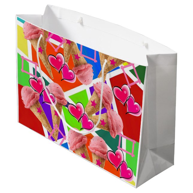Sac Cadeau Anniversaire Glace à la Fraise (Dos Angle)