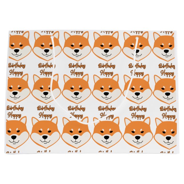 Sac Cadeau Anniversaire Shiba Inu Original Grand F (Devant)