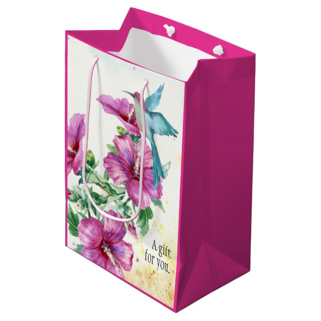Sac cadeau Aquarelle Colibri (moyen) (Devant Angle)