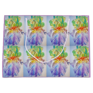 Sac Cadeau Aquarelle Fleurie Iris Violets