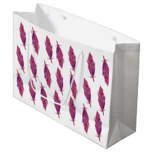 Sac cadeau Aquarelle Rouge rose plumes