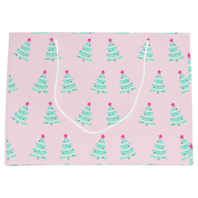 Sac cadeau Arbre de Noël rose (Devant)
