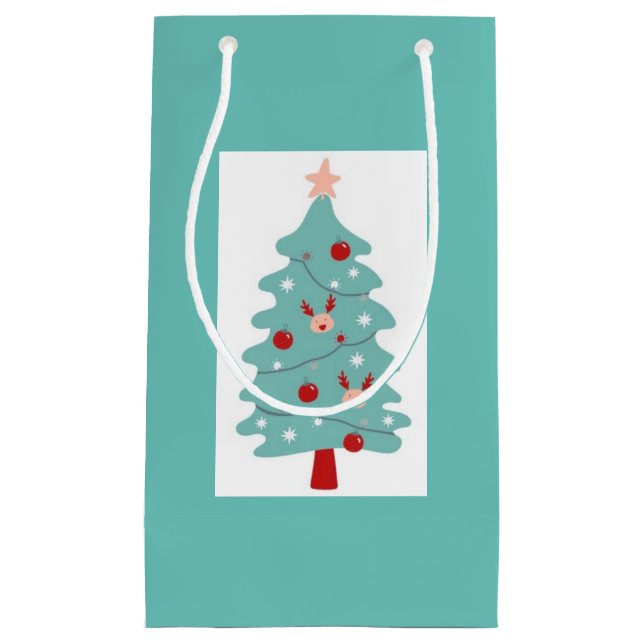Sac Cadeau Arbre Mignon (Seafoam) (Devant)