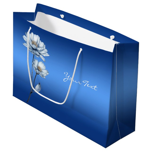 Sac cadeau aux fleurs d'aquarelle bleue (Devant Angle)