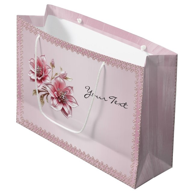 Sac cadeau aux fleurs roses modernes (Devant Angle)