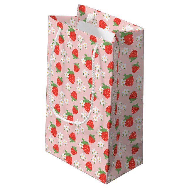 Sac cadeau aux fraises et marguerites (Dos Angle)