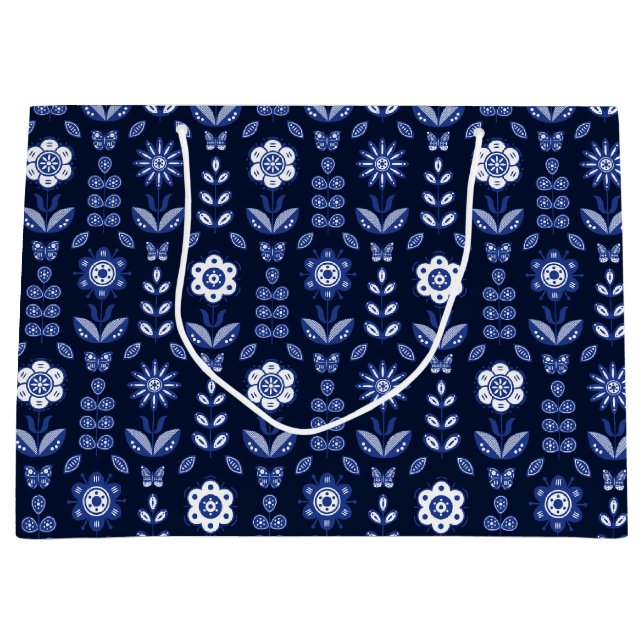 Sac cadeau aux papillons de fleurs scandinaves (Devant)