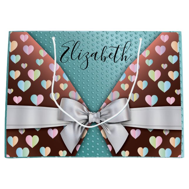 Sac cadeau avec cou et spires de coeur (Devant)