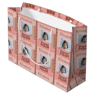 Sac Cadeau Baby Girl 1er Anniversaire Pink Scrapbook Grand Ca