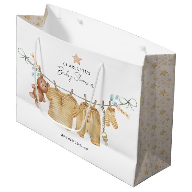 Sac cadeau Baby shower Boho Clothesline (Devant Angle)