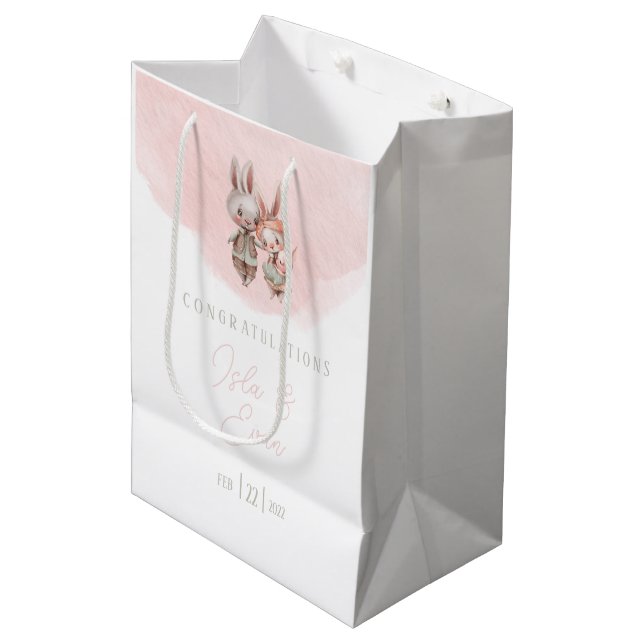 Sac cadeau Baby shower lapin (Devant Angle)