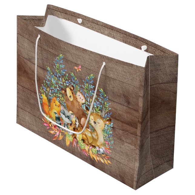 Sac cadeau Baby shower pour animaux de bois (Devant Angle)