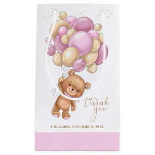 Sac cadeau Baby shower pour bear Pink Balloons