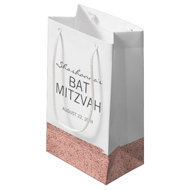 Sac cadeau Bat mitzvah rose Gold Brushstroke (Devant Angle)