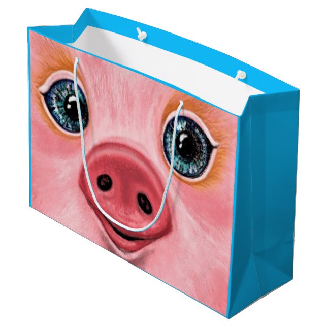 Sac cadeau bébé cochon heureux - Sourire (Dos Angle)