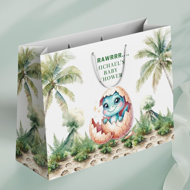 Sac Cadeau Bébé Dino Mignon Prochainement Éclosion (Hatching Soon Cute Dino Baby Shower Gift Bag)