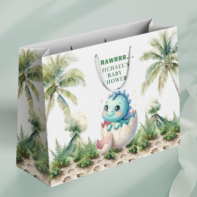 Sac Cadeau Bébé Dino Naissance Imminente Décoratio (Hatching Soon Gift Bag Baby Dino Shower Decor)