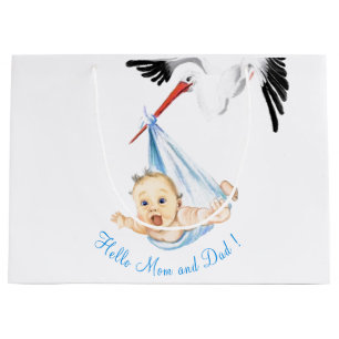 Sac Cadeau Bébé Drôle de Cigogne - Texte Personnal