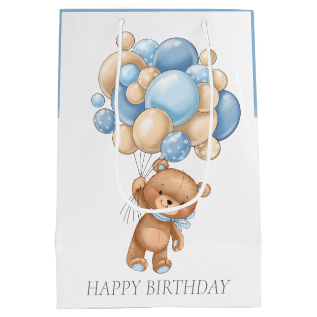 Sac cadeau BIRTHDAY Boy Teddy BALLOONS (Dos)