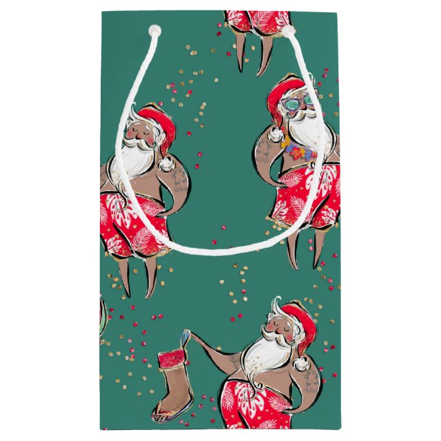 Sac cadeau Black Tropical Père Noël (Dos)