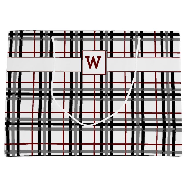 Sac cadeau Black White et Red Plaid (Devant)