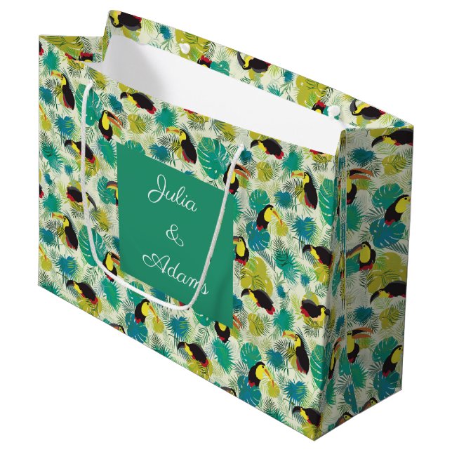 Sac cadeau blanc Toucans (Devant Angle)