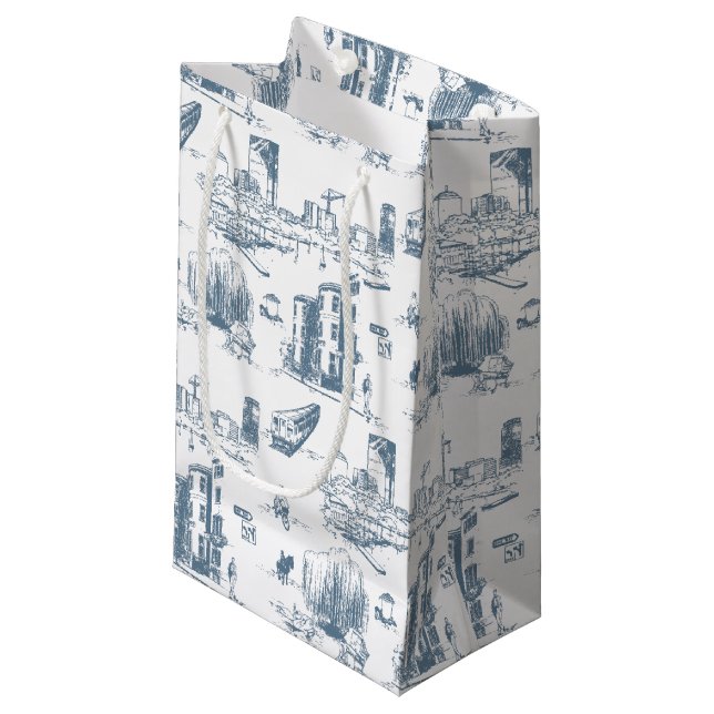 Sac cadeau bleu de Boston Toile (Devant Angle)