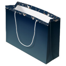 Sac cadeau bleu dégradé avec toile d'araignée rose
