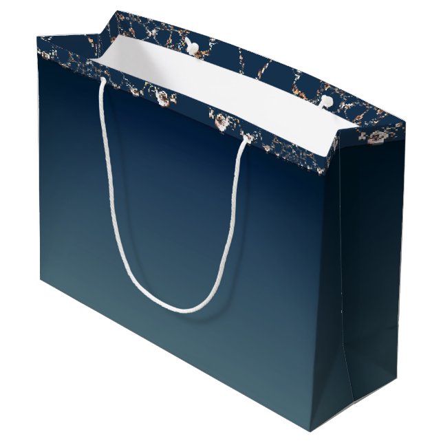 Sac cadeau bleu dégradé avec toile d'araignée rose (Dos Angle)