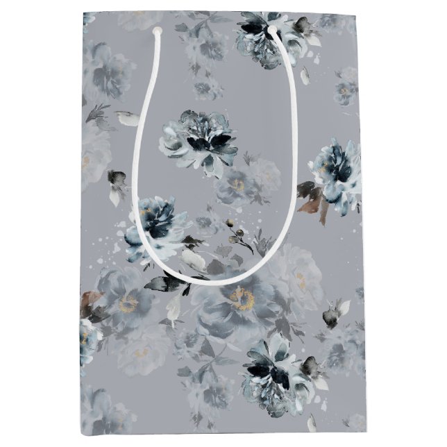 Sac cadeau bleu floral Dusty (Devant)