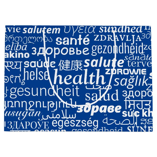 Sac cadeau bleu multilingue pour texte santé Votre (Devant)